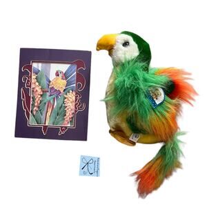 Marjaretha 1-ct Watercolor Macaw Bird Wall Art and KellyToy Plush Bundle